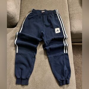 Vintage Adidas Kids Navy Joggers With The 3 White Stripes *No Drawstring*
